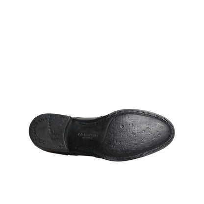 Dolce & Gabbana Black Leather Derby Wingtip Formal Shoes