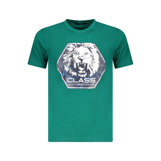 Cavalli Class Verde Cotton Men T-Shirt 1728,67403481248,Cavalli Class,Clothing,Green,L,M,Men,New with tags,T-Shirts - Clothing,T-Shirts - T-Shirts - Clothing,XL,XXL