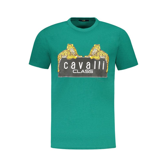 Cavalli Class Verde Cotton Men T-Shirt 1728,67403481248,Cavalli Class,Clothing,Green,L,M,Men,New with tags,T-Shirts - Clothing,T-Shirts - T-Shirts - Clothing,XL,XXL