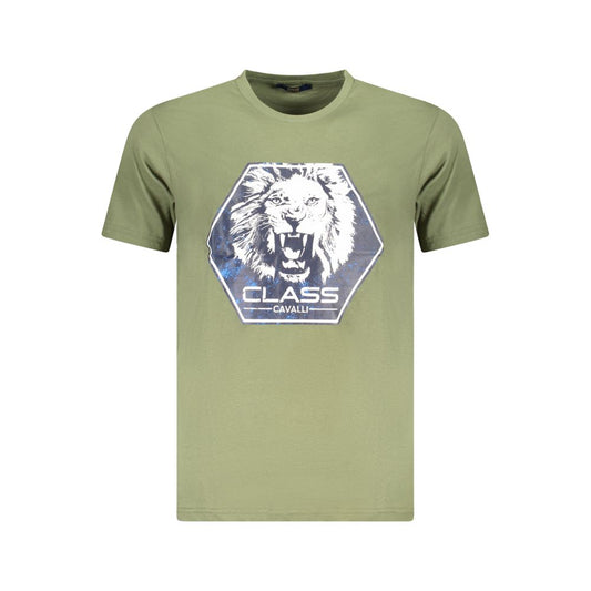 Cavalli Class Verde Cotton Men T-Shirt 1728,67403481248,Cavalli Class,Clothing,Green,L,M,Men,New with tags,T-Shirts - Clothing,T-Shirts - T-Shirts - Clothing,XL,XXL
