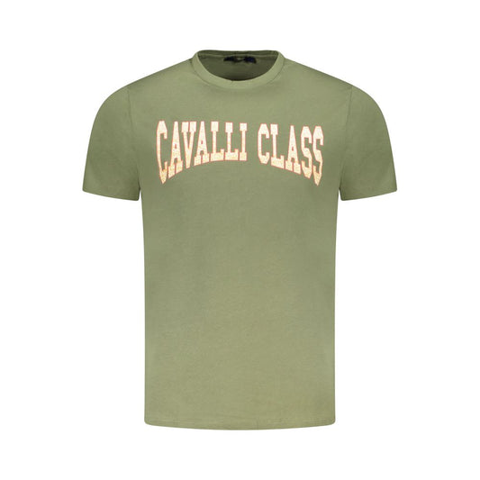 Cavalli Class Verde Cotton Men T-Shirt 1728,67403481248,Cavalli Class,Clothing,Green,L,M,Men,New with tags,T-Shirts - Clothing,T-Shirts - T-Shirts - Clothing,XL,XXL