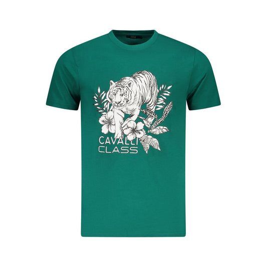 Cavalli Class Verde Cotton Men T-Shirt 1728,67403481248,Cavalli Class,Clothing,Green,L,M,Men,New with tags,T-Shirts - Clothing,T-Shirts - T-Shirts - Clothing,XL,XXL