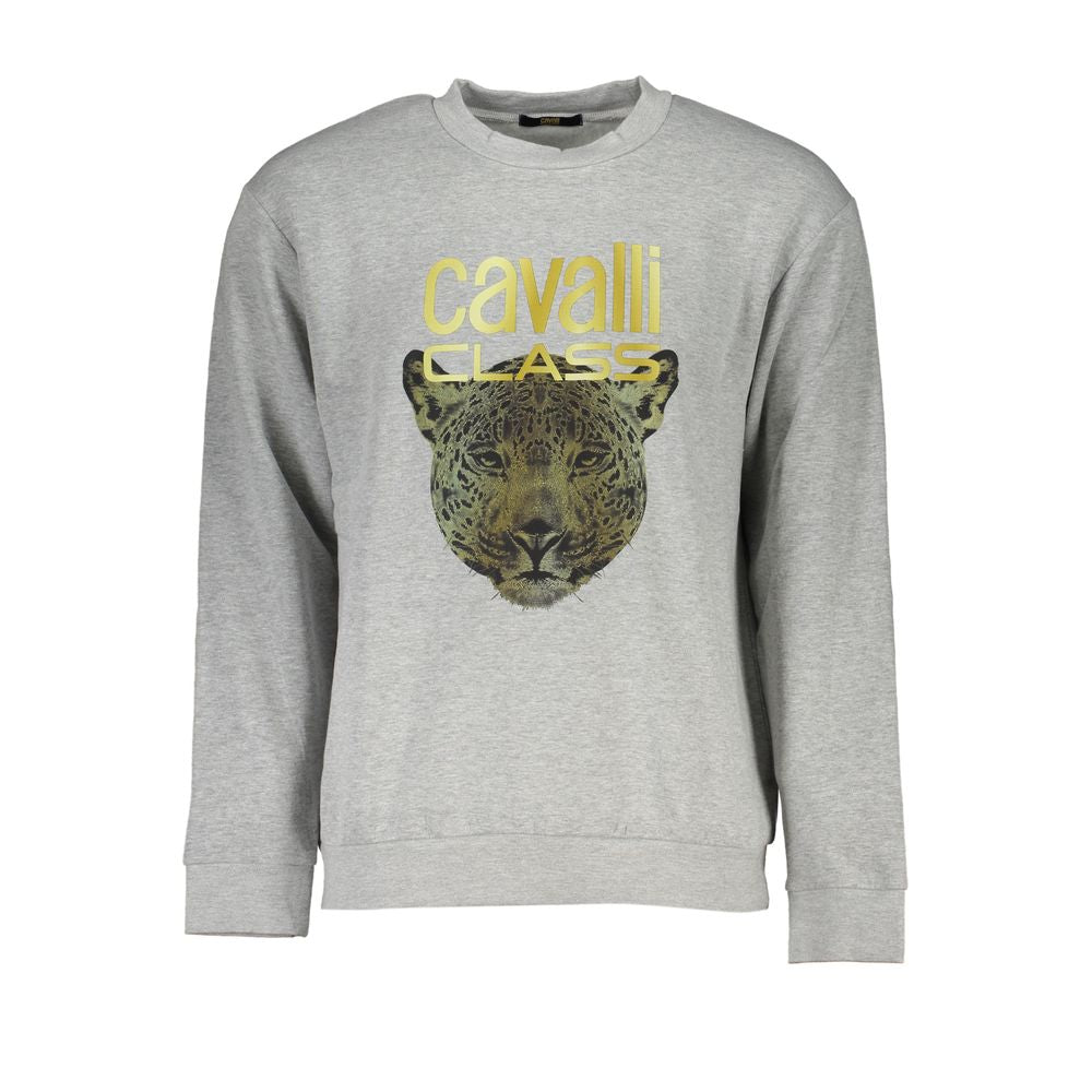 Cavalli Class Gray Cotton Men Sweater