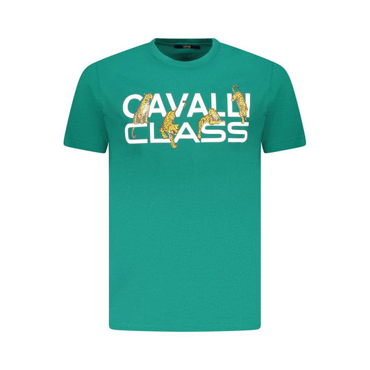 Cavalli Class Verde Cotton Men T-Shirt 1728,67403481248,Cavalli Class,Clothing,Green,L,M,Men,New with tags,T-Shirts - Clothing,T-Shirts - T-Shirts - Clothing,XL,XXL