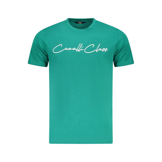 Cavalli Class Verde Cotton Men T-Shirt 1728,67403481248,Cavalli Class,Clothing,Green,L,M,Men,New with tags,T-Shirts - Clothing,T-Shirts - T-Shirts - Clothing,XL,XXL