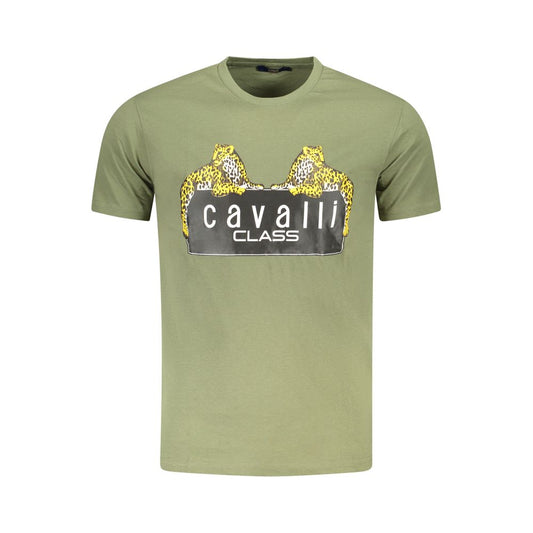 Cavalli Class Verde Cotton Men T-Shirt 1728,67403481248,Cavalli Class,Clothing,Green,L,M,Men,New with tags,T-Shirts - Clothing,T-Shirts - T-Shirts - Clothing,XL,XXL