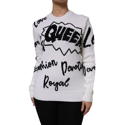 Dolce & Gabbana White Wool Knit Crew Neck Pullover Sweater 1728,67345645728,Clothing,Dolce & Gabbana,IT40|S,Material: 92% Wool 8% Virgin Wool,Preowned / Defect,Sweaters - Clothing,Sweaters - Women - Clothing,Sweatshirts - Sweaters - Clothing,White,Women,W