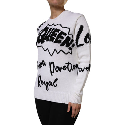 Dolce & Gabbana White Wool Knit Crew Neck Pullover Sweater 1728,67345645728,Clothing,Dolce & Gabbana,IT40|S,Material: 92% Wool 8% Virgin Wool,Preowned / Defect,Sweaters - Clothing,Sweaters - Women - Clothing,Sweatshirts - Sweaters - Clothing,White,Women,W