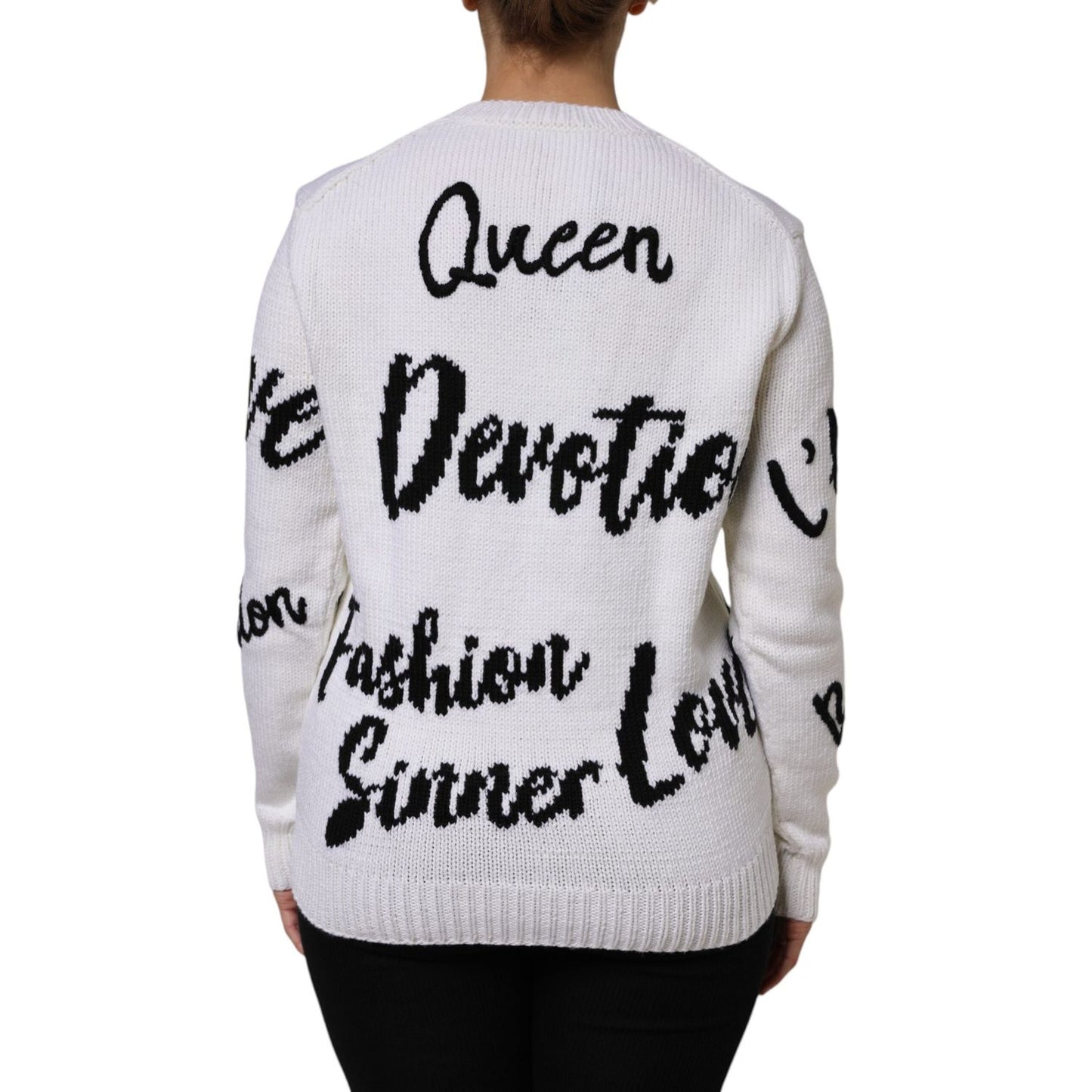Dolce & Gabbana White Wool Knit Crew Neck Pullover Sweater 1728,67345645728,Clothing,Dolce & Gabbana,IT40|S,Material: 92% Wool 8% Virgin Wool,Preowned / Defect,Sweaters - Clothing,Sweaters - Women - Clothing,Sweatshirts - Sweaters - Clothing,White,Women,W
