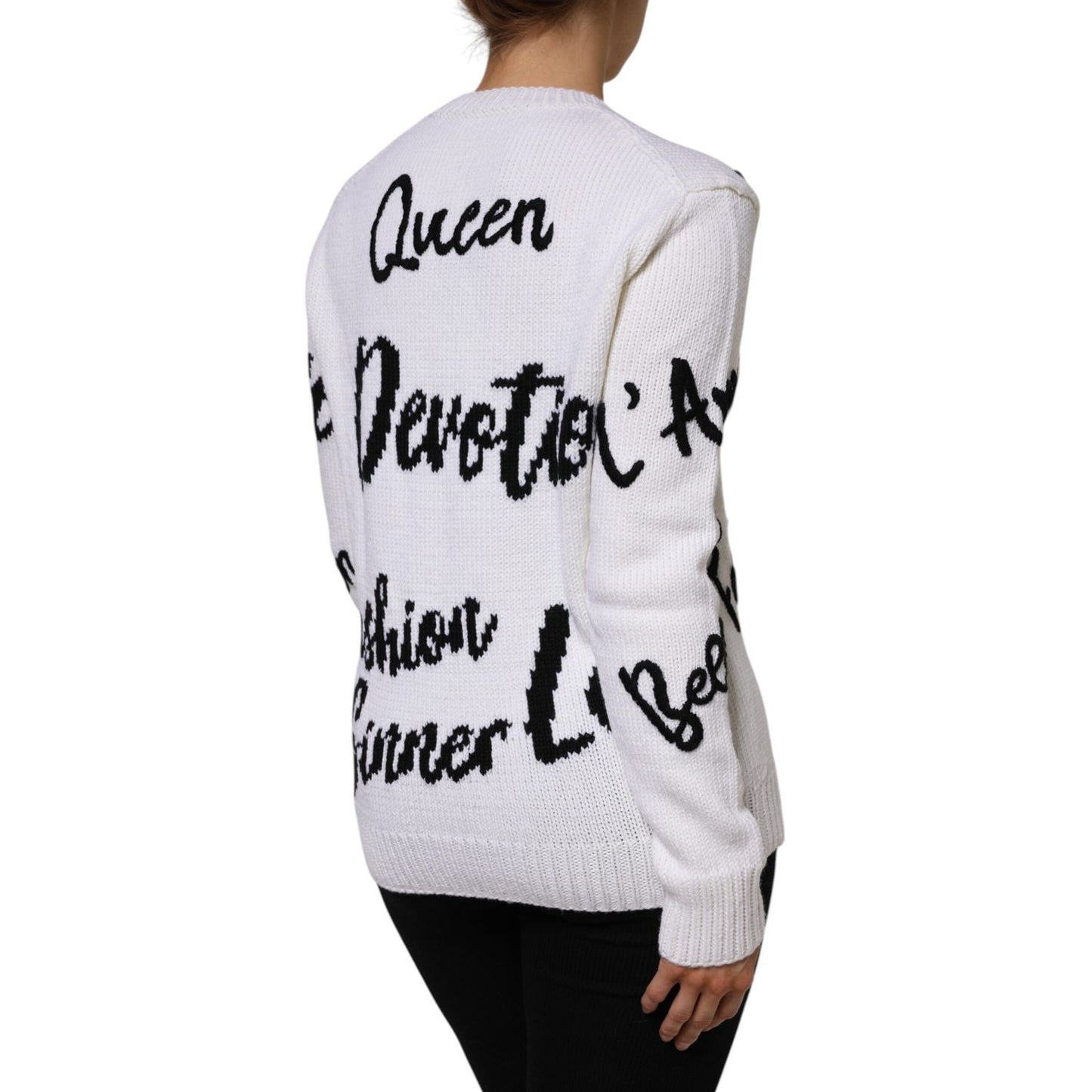 Dolce & Gabbana White Wool Knit Crew Neck Pullover Sweater 1728,67345645728,Clothing,Dolce & Gabbana,IT40|S,Material: 92% Wool 8% Virgin Wool,Preowned / Defect,Sweaters - Clothing,Sweaters - Women - Clothing,Sweatshirts - Sweaters - Clothing,White,Women,W