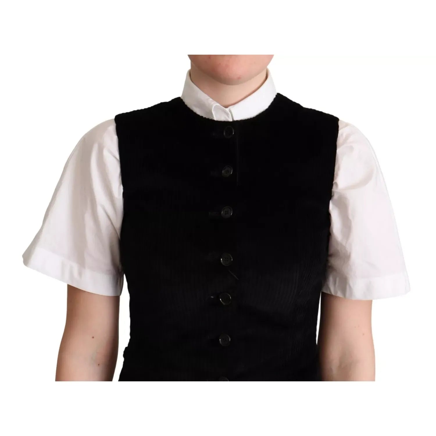 Dolce & Gabbana Black Brown Leopard Print Waistcoat Vest