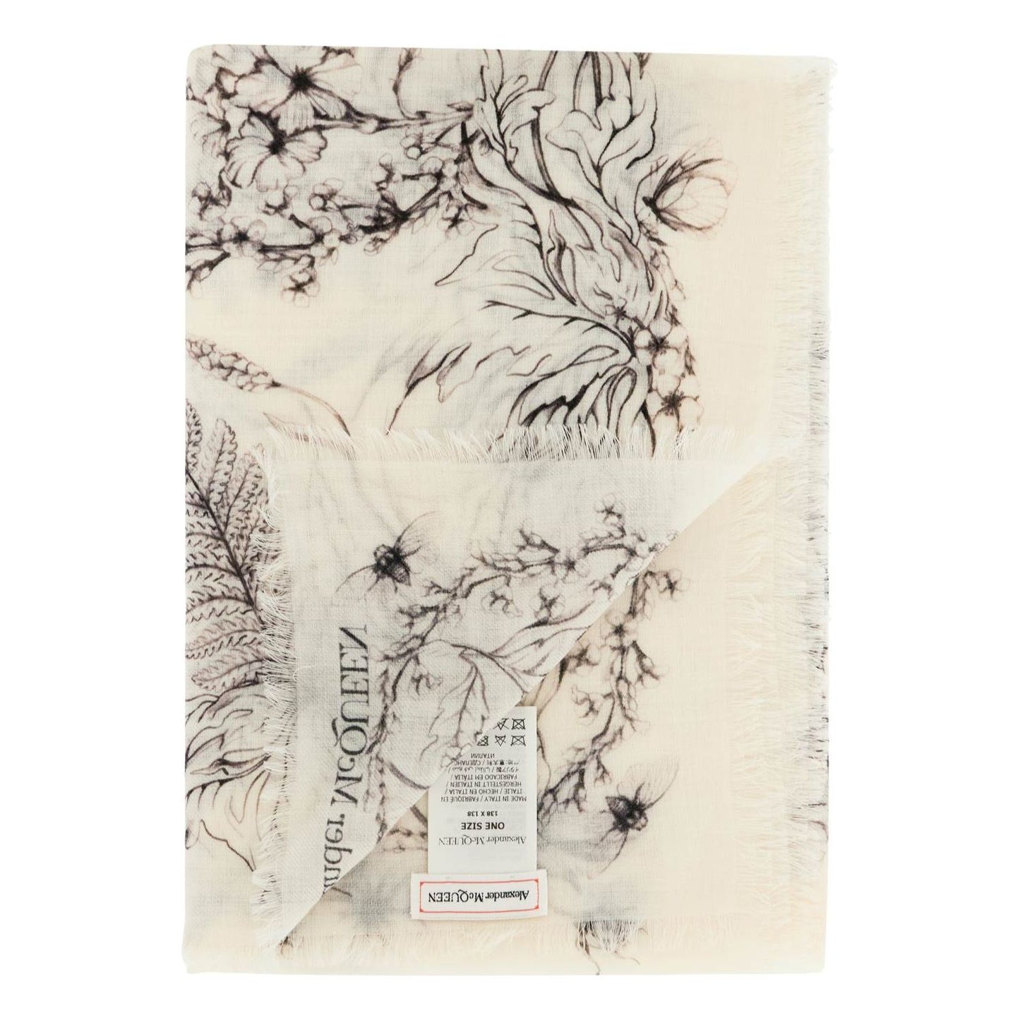 Alexander Mcqueen "wool stole with botanical print" Scarves Hats & Gloves Alexander Mcqueen