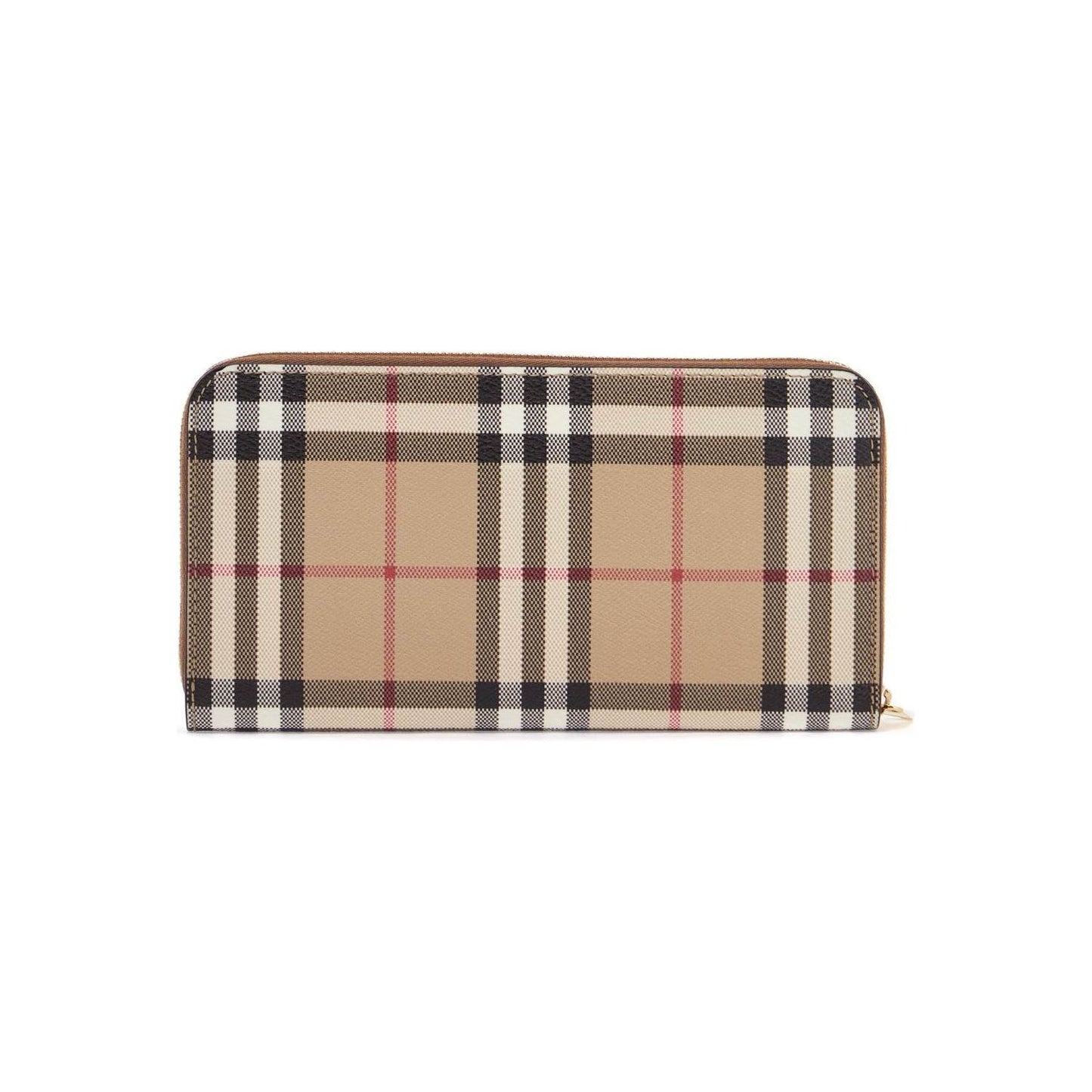 Burberry compact wallet with zip in beige polyurethane tartan pattern Wallets Burberry