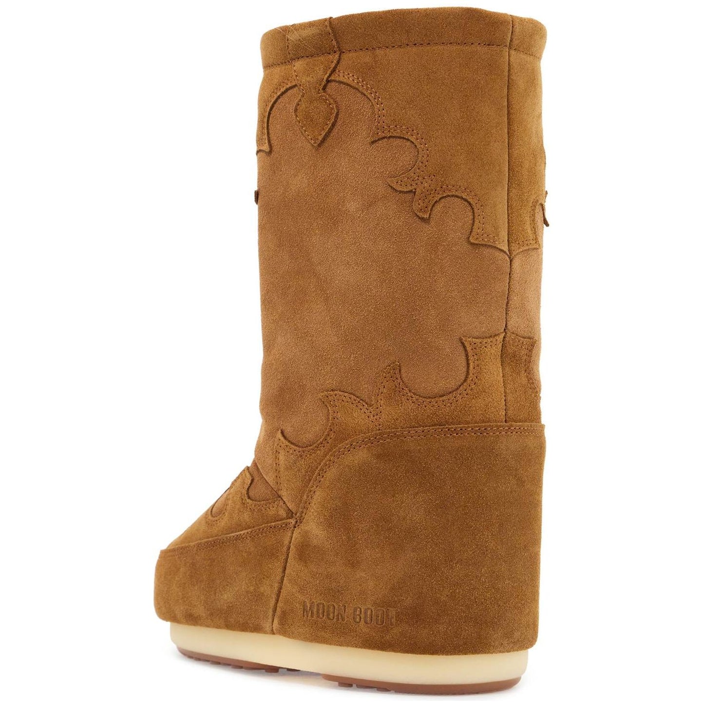 Moon Boot high suede boots in cognac with wedge embroidery Boots Moon Boot