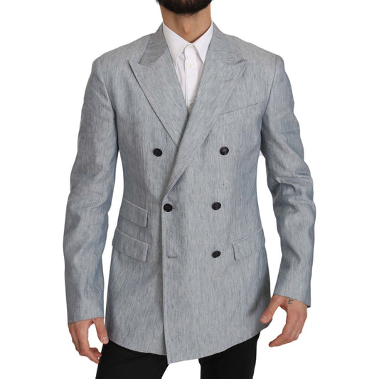 Dolce & Gabbana Blue Flax NAPOLI Jacket Coat Blazer Dolce & Gabbana