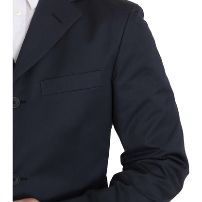 Romeo Gigli Two Piece 3 Button Cotton Blue Solid Suit Romeo Gigli