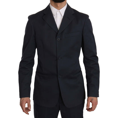 Romeo Gigli Two Piece 3 Button Cotton Blue Solid Suit Romeo Gigli