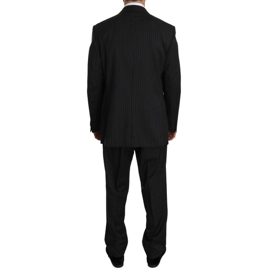 Z ZEGNA Elegant Black Striped Wool Suit Suit Z ZEGNA