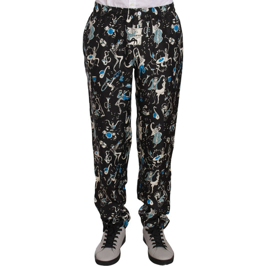 Dolce & Gabbana Black Musical Instrument Sleepwear Pants Dolce & Gabbana