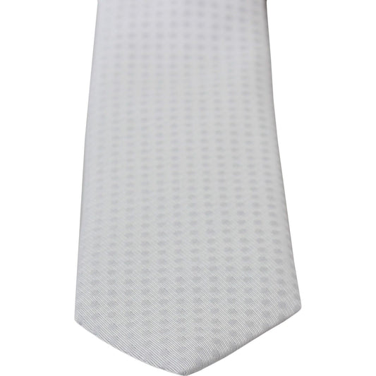 Dolce & Gabbana Elegant White Patterned Silk Blend Neck Tie Necktie Dolce & Gabbana