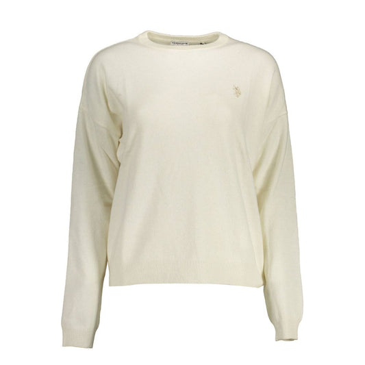 U.S. POLO ASSN. White Fabric Women's Sweater