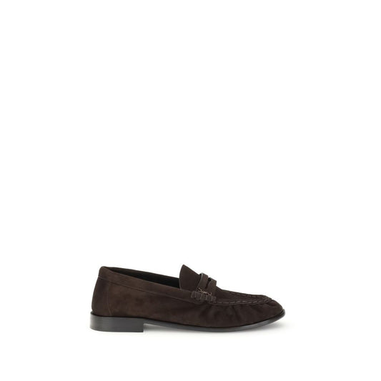 Saint Laurent Brown Leather Cassandre Loafers