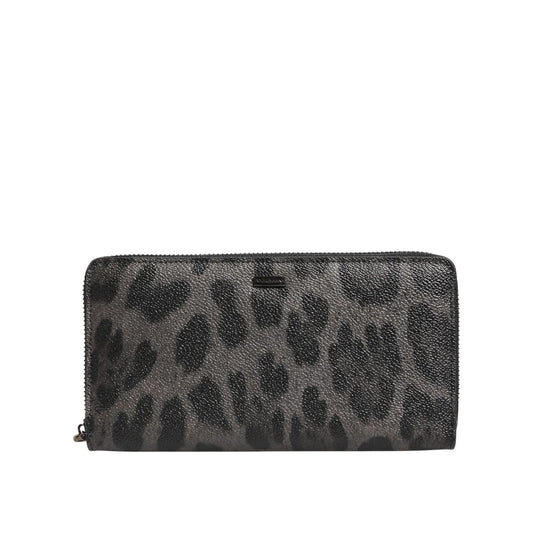 Dolce & Gabbana Black Gray Leopard Leather Zip Around Continental Wallet 1728,67345645728,Accessories,Bags,Black and Gray,Dolce & Gabbana,Leather Wallets - Wallets - Accessories,Material: 80% PVC 13% PL 7% CO,Men,Men - Bags,New with tags,Wallets - Accesso