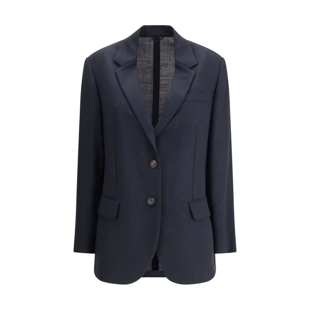 Brunello Cucinelli Blue Fleece Wool Blazer