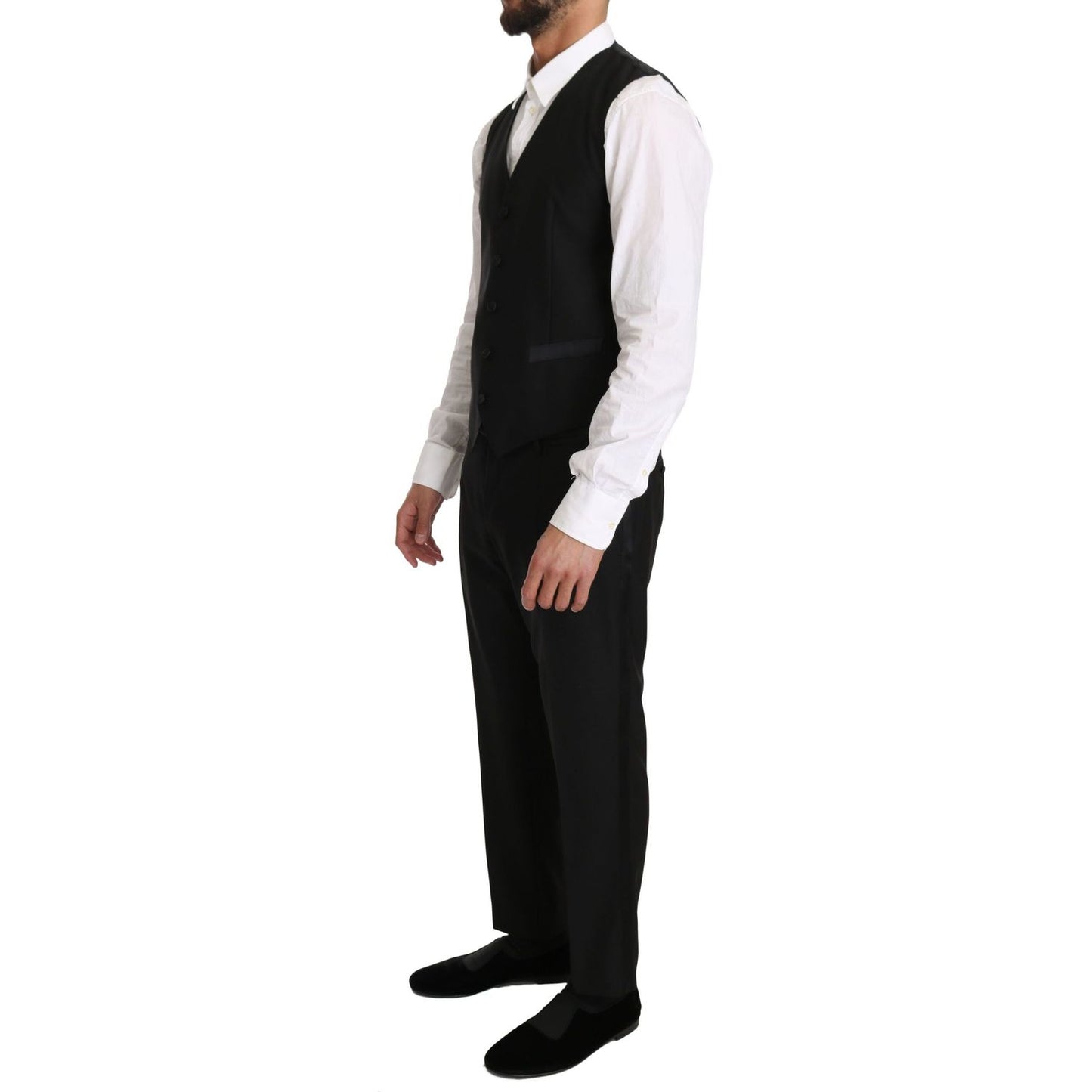 Dolce & Gabbana Sleek Black Slim Fit Formal Vest Dolce & Gabbana