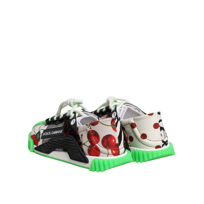 Dolce & Gabbana Multicor DG Logo Leopard Cherry Sneaker Shoes 1% Elastane,1728,4% Cotton,67345645728,8% Nylon,Chunky - Sneakers - Shoes,Dolce & Gabbana,EU35/US4.5,EU37/US6.5,Low Tops - Sneakers - Shoes,Material: 87% Calfskin,Multicolor,New with tags,Shoes