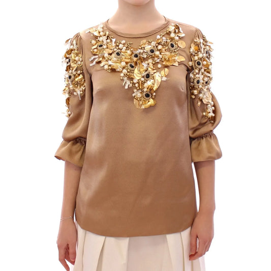 Dolce & Gabbana Gold SPECIAL Piece Runway Crystal Blouse
