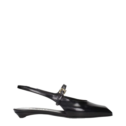 Prada Black Leather Flat Sandals