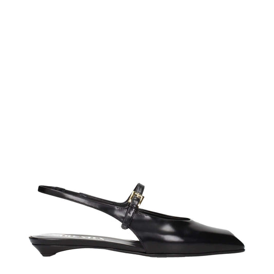 Prada Black Leather Flat Sandals