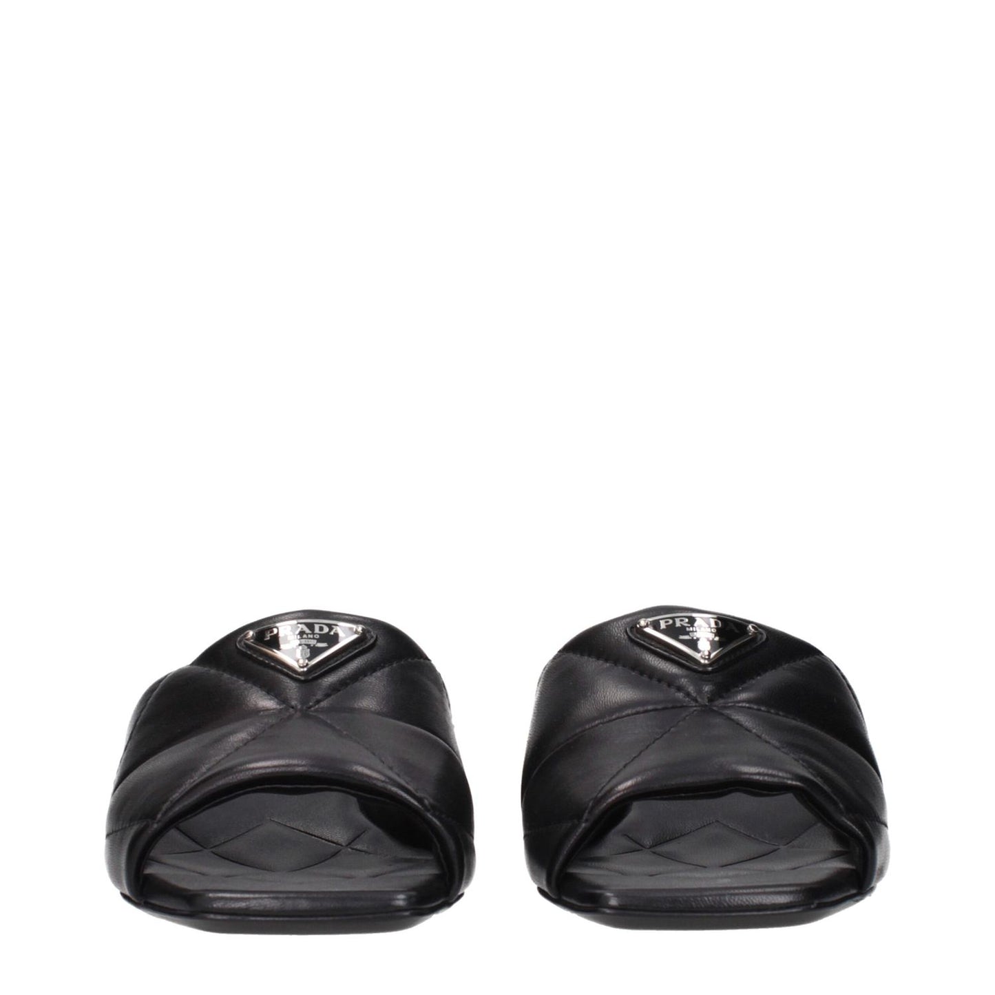 Prada Black Leather Flat Sandals