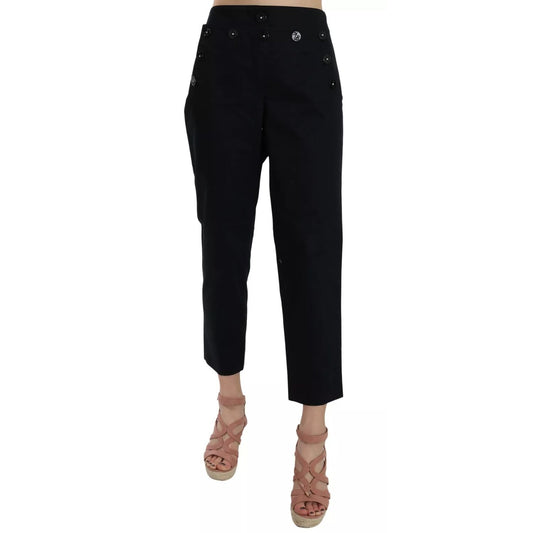 Dolce & Gabbana Black Cropped Front Button Embellished Pants 1728,67345645728,Black,Clothing,Cropped Pants - Pants - Clothing,Dolce & Gabbana,IT36|XXS,IT38|XS,IT48 | XL,Jeans & Pants - Women - Clothing,Material: 100% Cotton,New with tags,Pants - Clothing,