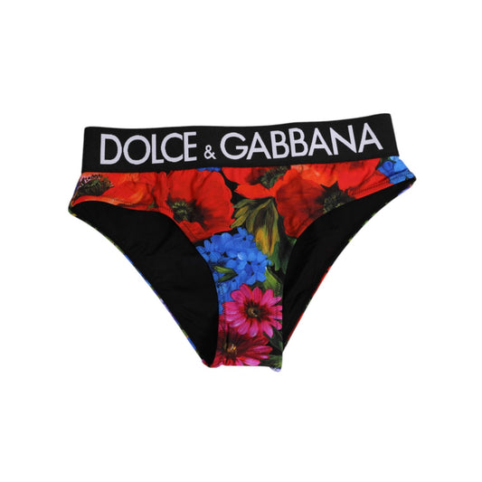 Dolce & Gabbana Black Floral Print High Waist Panty Underwear 1728,67345645728,Black,Clothing,Dolce & Gabbana,IT1 | XS,Material: 28+72%PA,New with tags,Panties - Underwear - Clothing,Underwear - Clothing,Women