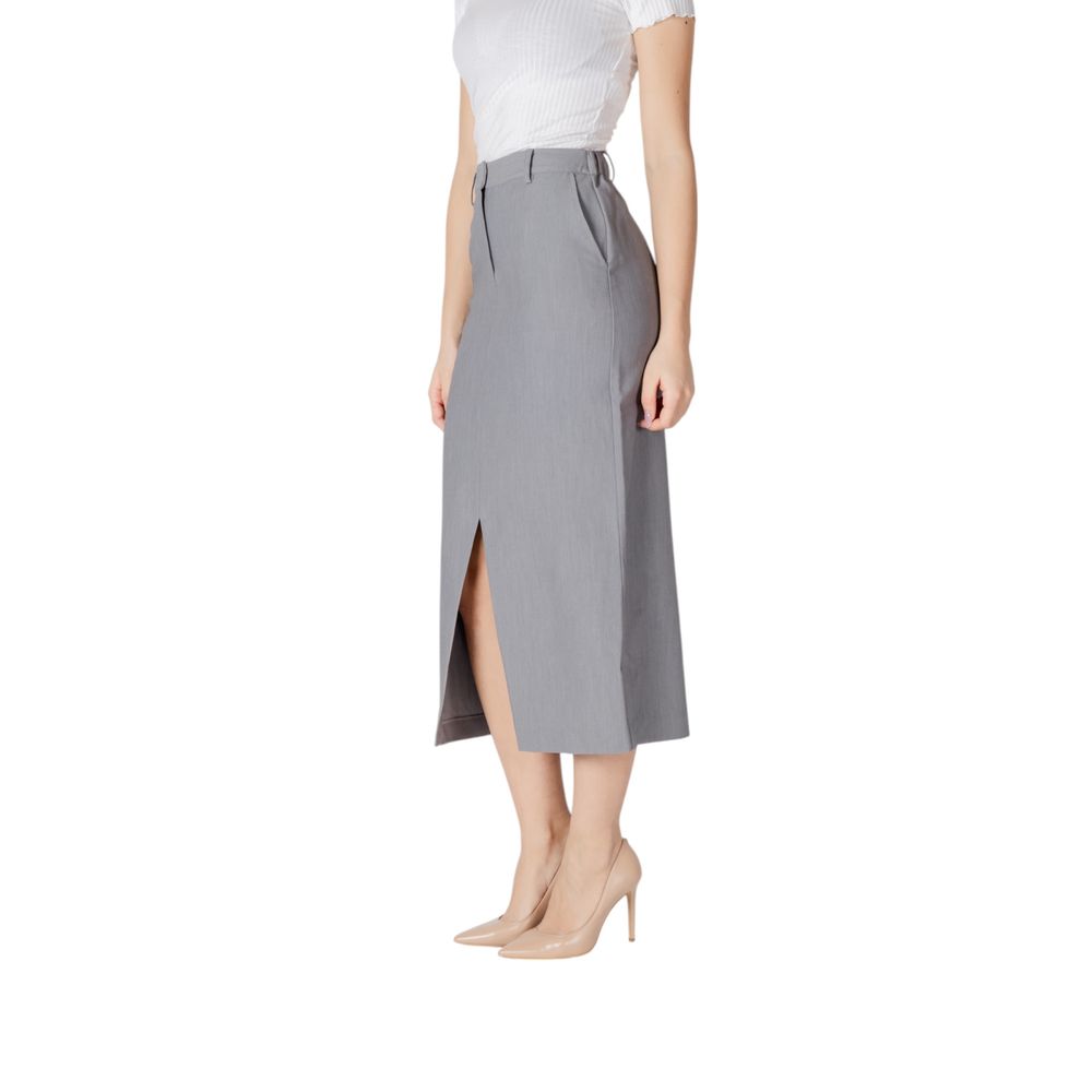 ICHI Gray Polyester Long Skirt 1728,34 | XXS,71956299936,Clothing,Gray,ICHI,IT38|XS,IT40|S,IT42|M,IT44|L,Long - Skirts - Clothing,New with tags,Skirts - Clothing,Women