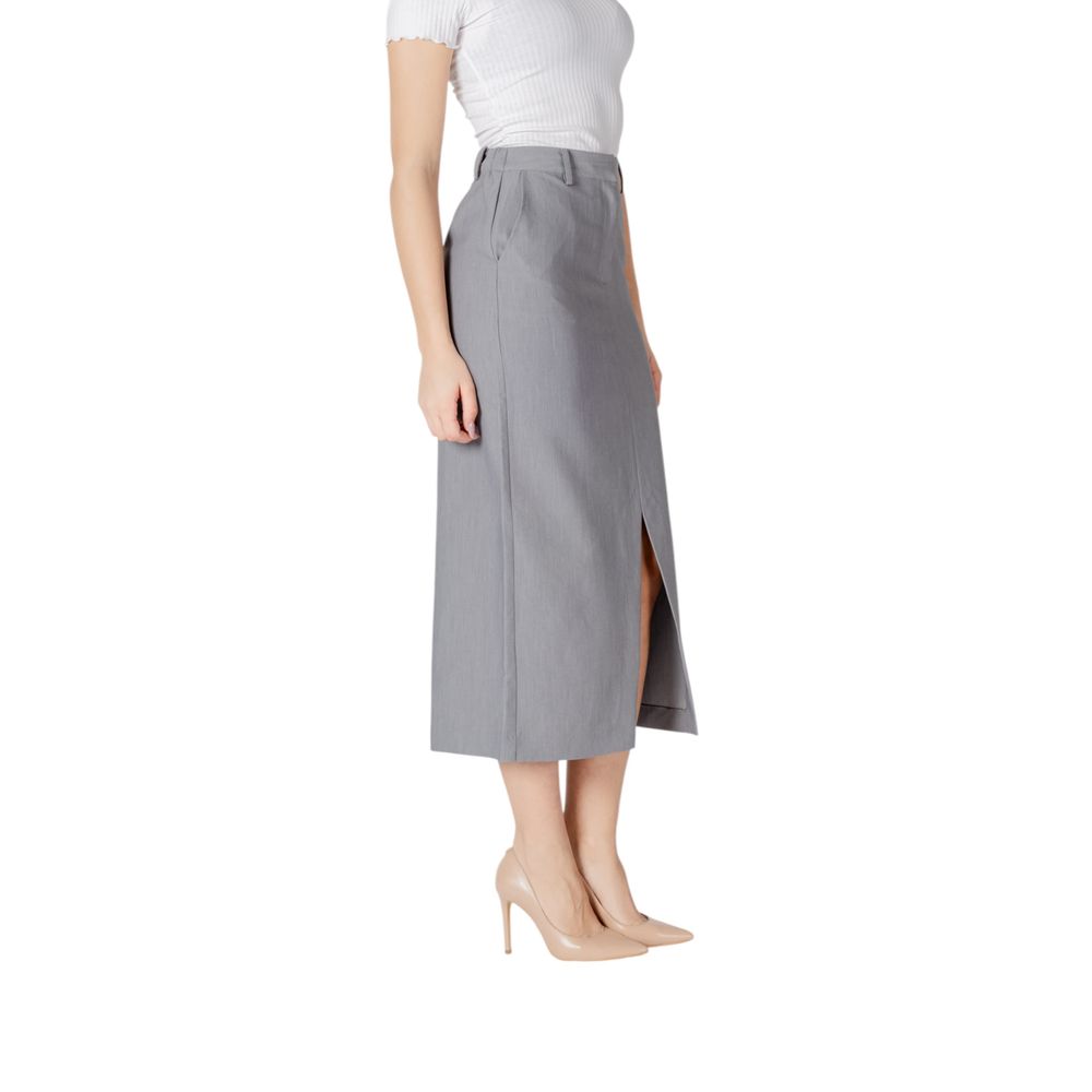 ICHI Gray Polyester Long Skirt 1728,34 | XXS,71956299936,Clothing,Gray,ICHI,IT38|XS,IT40|S,IT42|M,IT44|L,Long - Skirts - Clothing,New with tags,Skirts - Clothing,Women