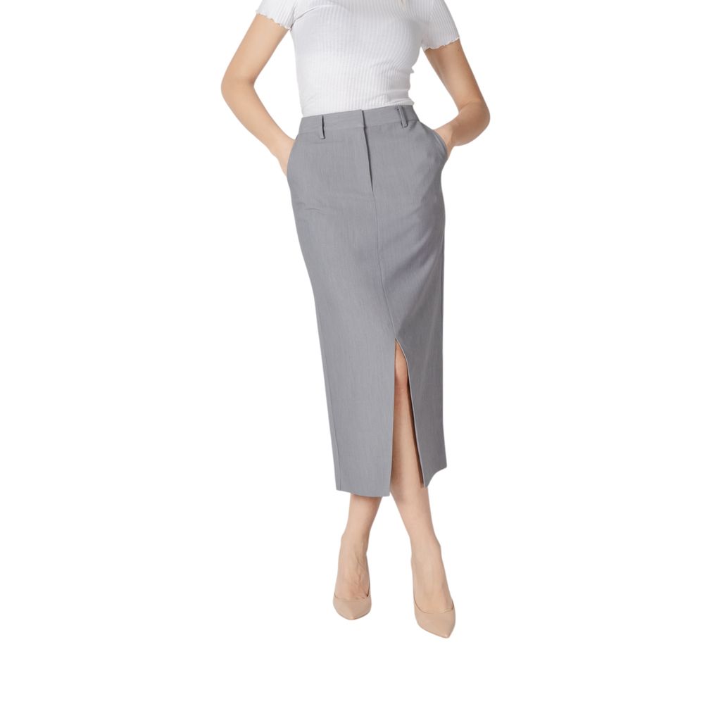 ICHI Gray Polyester Long Skirt 1728,34 | XXS,71956299936,Clothing,Gray,ICHI,IT38|XS,IT40|S,IT42|M,IT44|L,Long - Skirts - Clothing,New with tags,Skirts - Clothing,Women