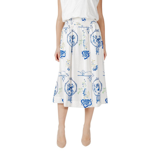 ICHI White Viscose Midi Skirt 1728,71956299936,Clothing,ICHI,IT42|M,Midi - Skirts - Clothing,New with tags,Skirts - Clothing,White,Women