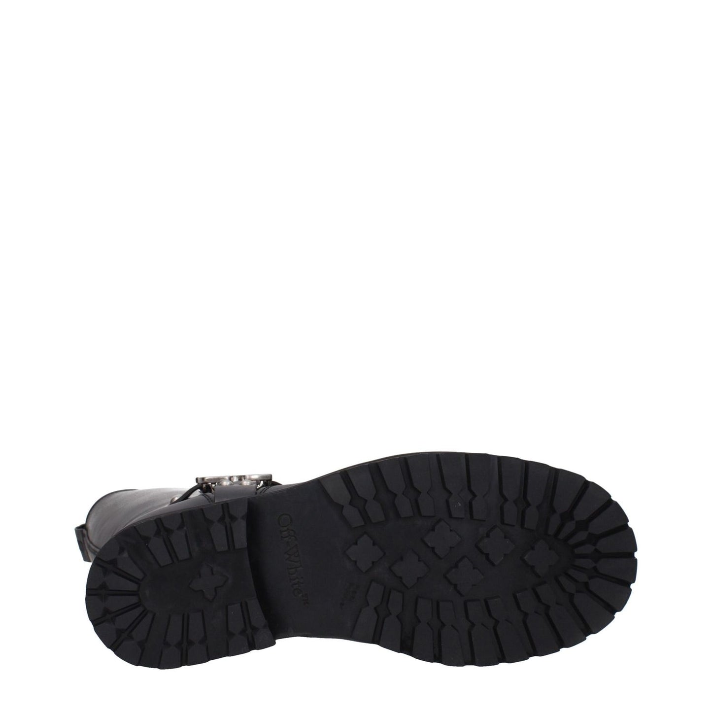 Off-White Black Leather Flat Boots