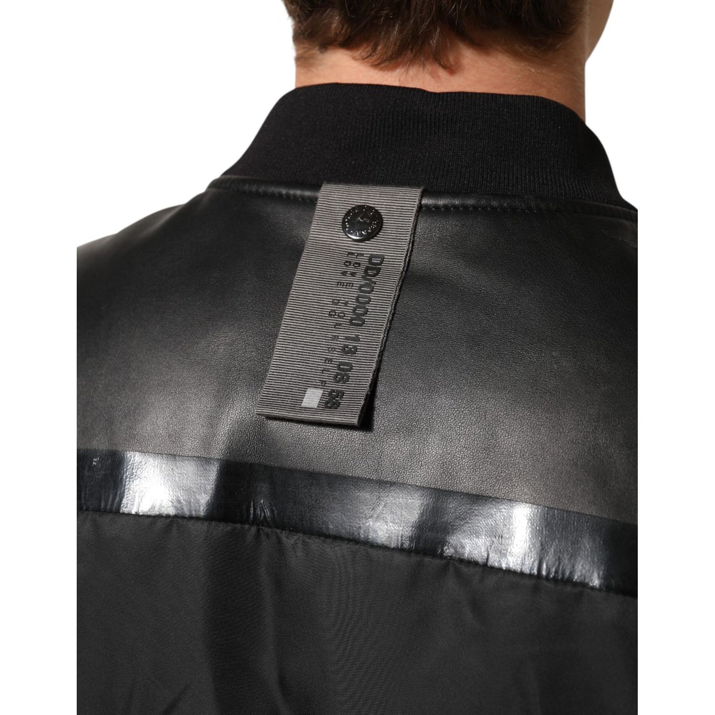 Dolce & Gabbana Black Leather Nylon FullZip Blouson Jacket 1728,67345645728,Black,Clothing,Dolce & Gabbana,IT56 | XXL,Jackets & Coats - Clothing,Leather Jackets - Jackets & Coats - Clothing,Material: 50%PA+50%Lamb,Men,New with tags