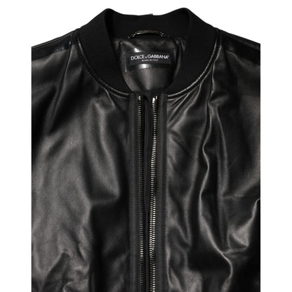 Dolce & Gabbana Black Leather Nylon FullZip Blouson Jacket 1728,67345645728,Black,Clothing,Dolce & Gabbana,IT56 | XXL,Jackets & Coats - Clothing,Leather Jackets - Jackets & Coats - Clothing,Material: 50%PA+50%Lamb,Men,New with tags
