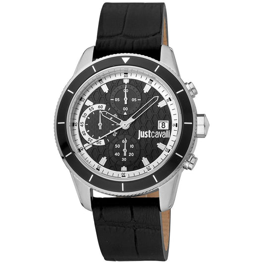 Just Cavalli Black Leather Watch 1728,67434610848,Accessories,Black,Just Cavalli,Men,New with tags,Watches - Accessories