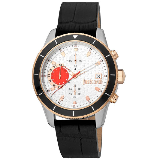 Just Cavalli Black Leather Dress Watch 1728,67434610848,Accessories,Black,Dress Watches - Watches - Accessories,Just Cavalli,Men,New with tags,Watches - Accessories