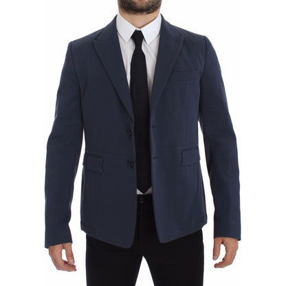 Dolce & Gabbana Blue Cotton Stretch Casual Blazer 1728,2% Elastane,5% Silk,67345645728,Blazers - Men - Clothing,Blazers - Suits & Blazers - Clothing,Blue,Clothing,Dolce & Gabbana,IT48 | M,Material: 93% Cotton,Men,Men - Clothing,New with tags,Suits & Blaze