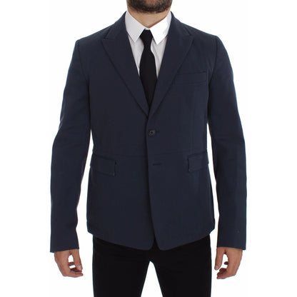 Dolce & Gabbana Blue Cotton Stretch Casual Blazer 1728,2% Elastane,5% Silk,67345645728,Blazers - Men - Clothing,Blazers - Suits & Blazers - Clothing,Blue,Clothing,Dolce & Gabbana,IT48 | M,Material: 93% Cotton,Men,Men - Clothing,New with tags,Suits & Blaze