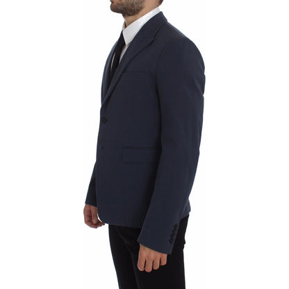 Dolce & Gabbana Blue Cotton Stretch Casual Blazer 1728,2% Elastane,5% Silk,67345645728,Blazers - Men - Clothing,Blazers - Suits & Blazers - Clothing,Blue,Clothing,Dolce & Gabbana,IT48 | M,Material: 93% Cotton,Men,Men - Clothing,New with tags,Suits & Blaze