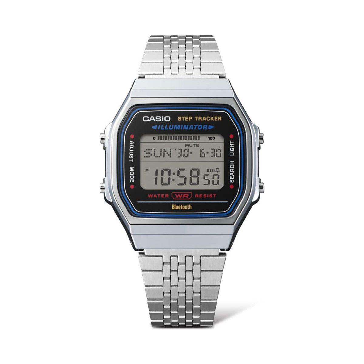 CASIO NEW VINTAGE SILVER -BLUETOOTH® SMARTPHONE LINK w. built-in accelerometer senses body movements + steps counter WATCHES CASIO EU