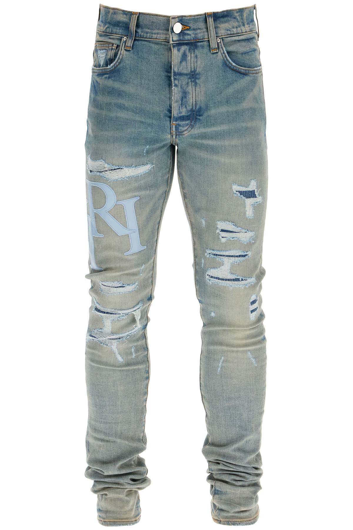 Amiri leather logo jeans with eight words Jeans Amiri